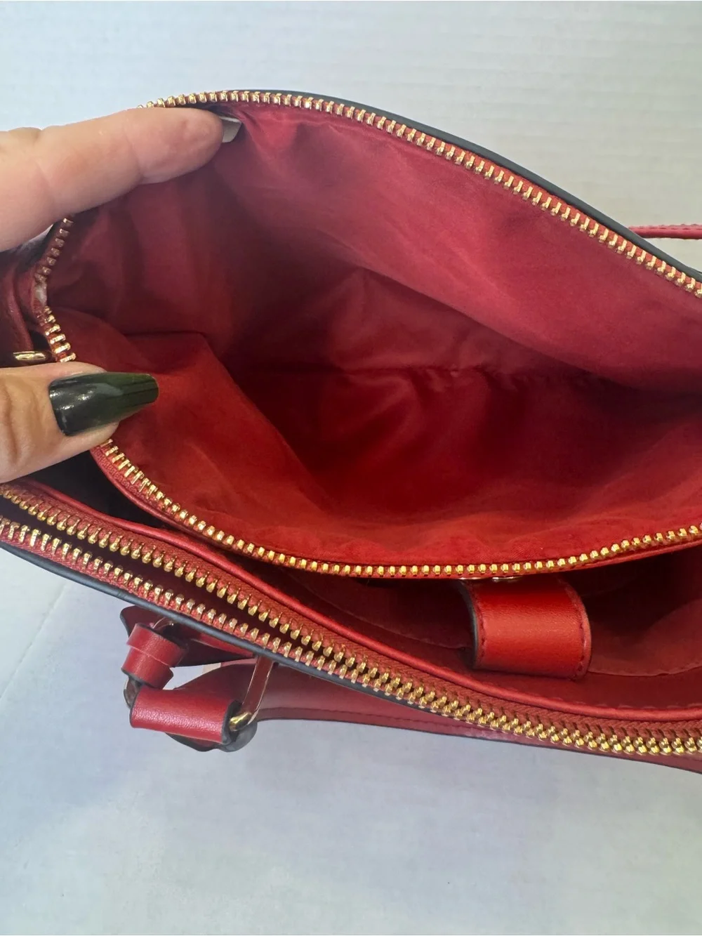 Christian Siriano Red Top-Handle Leather Satchel with Shoulder Strap